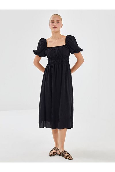 LC Waikiki Rochie de damă cu guler pătrat negru