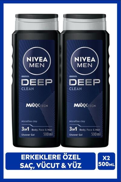 NIVEA Men Deep Dimension Duş Jeli, 500mlx2