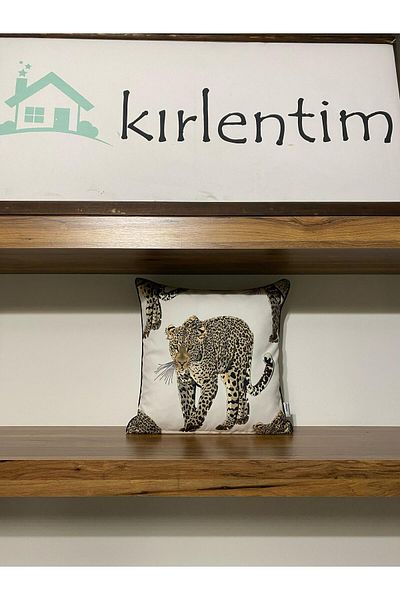 KIRLENTİM P1181 White Velvet Double Sided Patterned Throw Pillow Cover with Bias Binding on the Edges