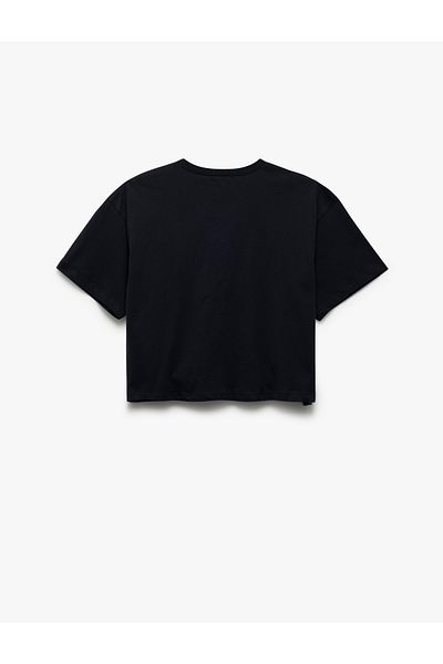 Koton Tricou crop oversize cu mânecă scurtă cu decolteu