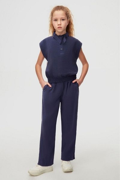 nk kids Nk Ki̇ds 58811 Girl's Indigo Potted Pants