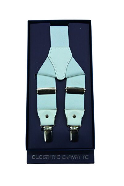 Elegante Cravatte Λουράκι παντελονιού πολυτελείας σαλοπέτ σε λευκό χρώμα