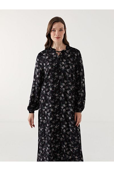 LC Waikiki Rochie de damă florală cu guler negru