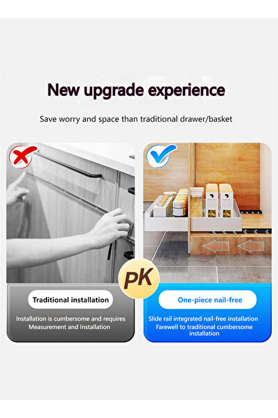 sharpdo Kitchen Stainless steel Dishware Storage Rack, Drawer Storage Partition Rack 40*43*7CM