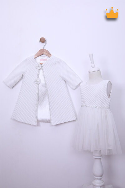 MİNİMONY 1-5 Yas Kız Çocuk Saç Bantlı Mantolu Gelinlik Bayramlık Abiye Elbise...