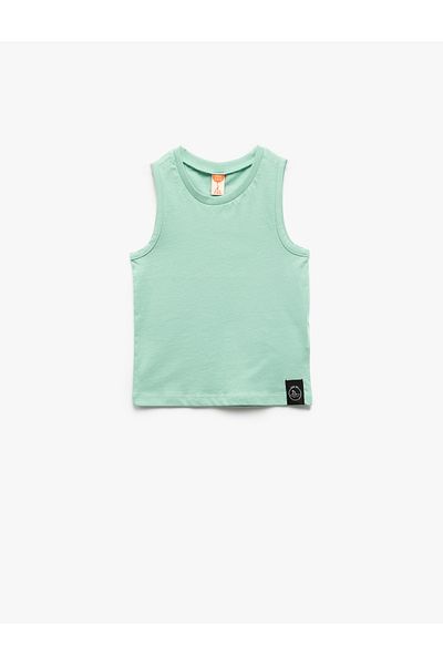 Koton Cotton Crew Neck Basic Undershirt with Applique Detail