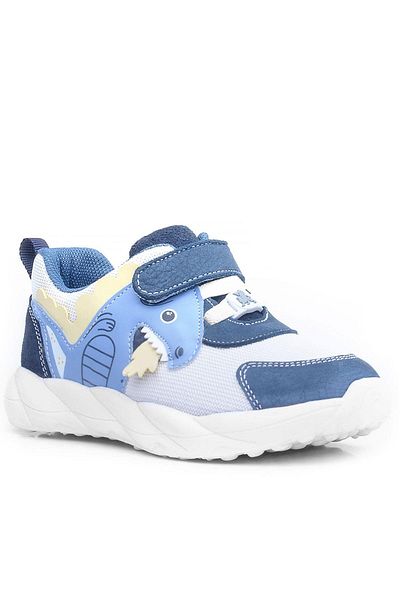 Rakerplus Pantofi sport pentru copii din piele naturală, crem, bleumarin, cu velcro