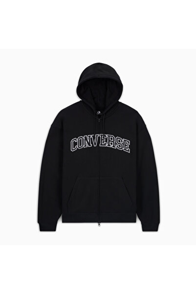 Converse Classic Erkek Fermuarlı Siyah Hoodie