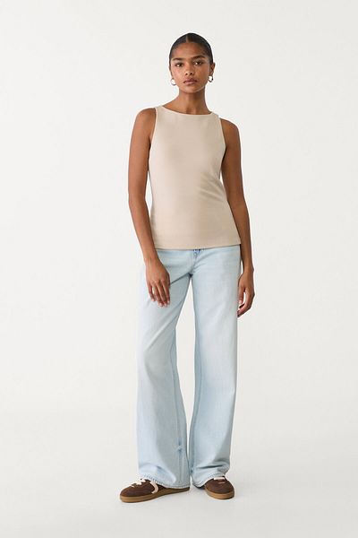 Stradivarius Interlock boat neck top