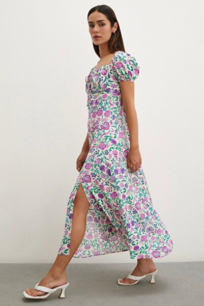 TRENDQUEL Rochie din viscoza liliac Madonna - Dantela in fata