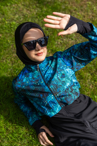 ALFASA ملابس سباحة حجاب قصيرة للنادل مع إصبع