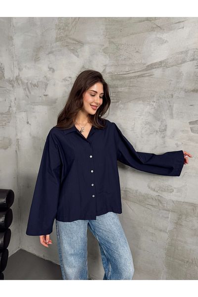 Elif Özbey Butik Cămașă oversize cu mânecă largă bleumarin
