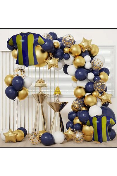 ALYA Party Yellow Navy Fan (Super Set) Birthday Concept Birthday Party Set