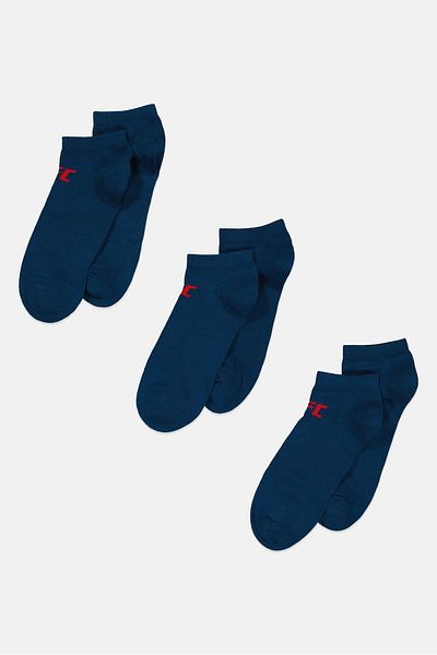 UFC Men 3 Pairs Brand Logo Ankle Sport Socks, Teal