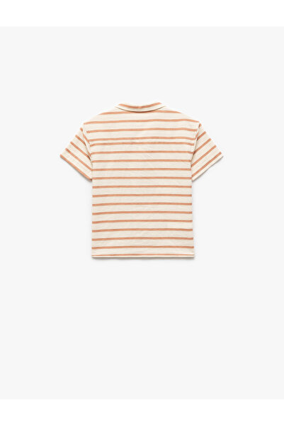 Koton Short Sleeve Pocket Detailed Cotton Striped Shirt