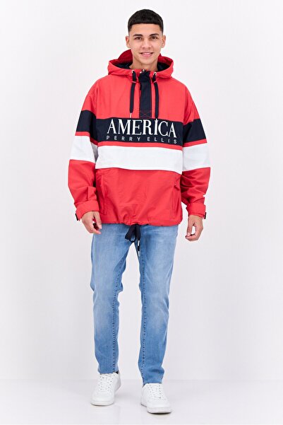 Perry Ellis Men Embroidered Logo Hooded Puffer Jacket, Multicolor