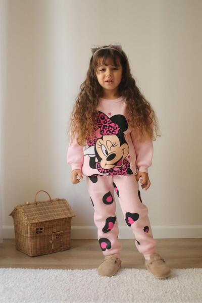 SDKB PEMBE MİNNİE LASTİKLİ PAÇA 2’ Lİ EŞOFMAN TAKIMI