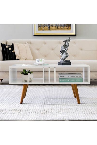 Danube Home طاولة قهوة ميلو طول 90×عرض 45×ارتفاع 43 سم - أبيض