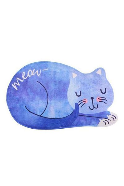 sharpdo Cat Designed Doormat Blue/White 60x40centimeter