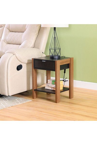 Danube Home Tarsus End Table  L41xW35xH54cm - Black / Walnut