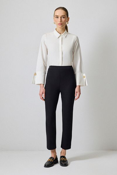 Touché Privé Crepe Pants with Slip Detail