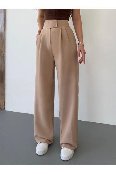 BİKELİFE Damenhose aus Palazzo-Stoff mit hoher Taille und Klettverschluss