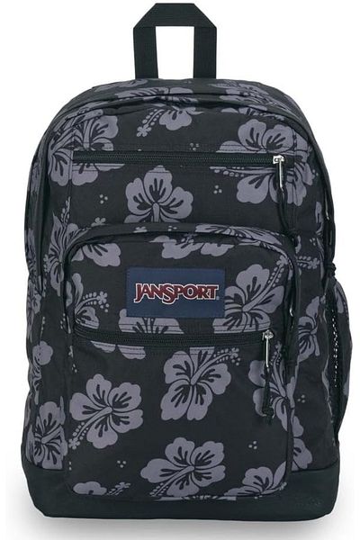 Jansport Black school backpack with Hawaiian motif JanSport Cool Student Luau Life