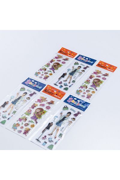 Bimotif 6Pcs Embossed Adhesive Stickers, Butterfly Girl Figures and Teenage Girl Set