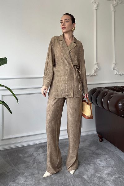 MAGARDE Printed Shirt and Trousers Set - Camel