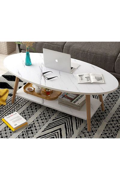 Danube Home Freya Coffee Table  L100xW50xH42cm - White