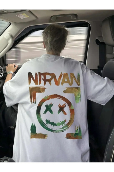 MANCY تي شيرت Nirvan مطبوع للجنسين مصنوع من القطن بنسبة 100%