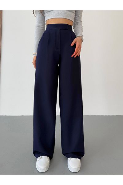 BİKELİFE Damenhose aus Palazzo-Stoff mit hoher Taille und Klettverschluss