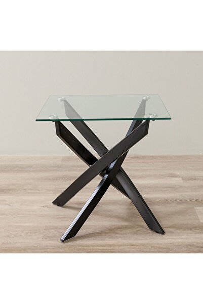 Danube Home Leonardo End Table L55xW55xH55cm - Glass / Powder Coated Black
