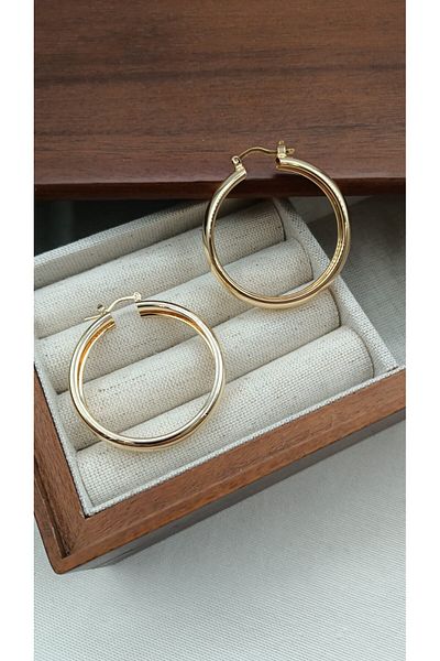 Jerie Curved Large Size Thick Hoop Earrings