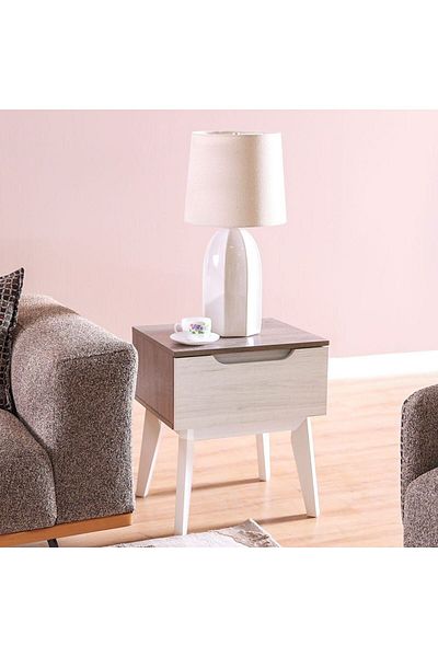 Danube Home Hazel End Table  L48xW40xH56cm - White