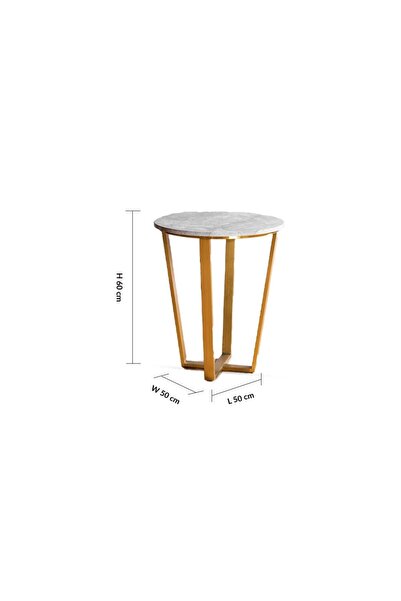 Danube Home Beaver End Table L50xW50xH60cm - Grey Marble / Brushed Gold