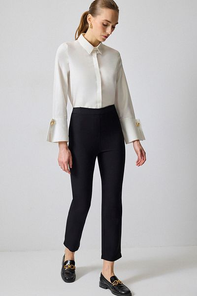 Touché Privé Crepe Pants with Slip Detail
