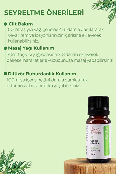 OnkaFarma Onka Farma Sedir Yağı - %100 Saf Sedir Uçucu Yağı - 10 ml