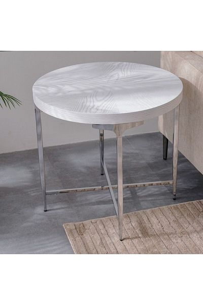 Danube Home Mello Round End Table  L60.5xW60.5xH57cm - Grey/Silver