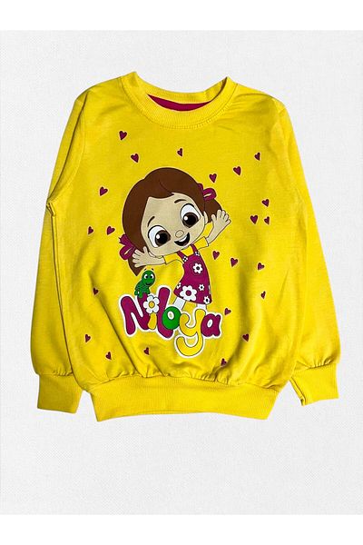 Fil Kids Set de pijamale de sezon galbene cu mânecă lungă, 100% bumbac, cu modele de personaje de desene animate