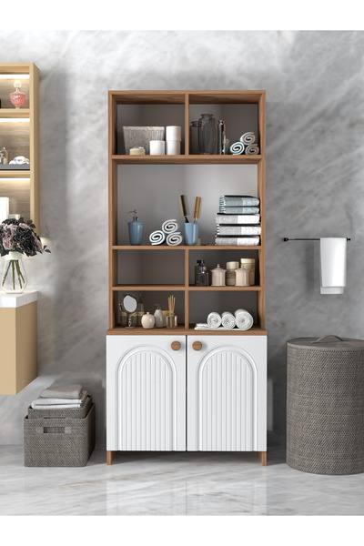 Platinreyon Bohem Çok Amaçlı Şık Banyo Dolabı Mdf Kapak Beyaz