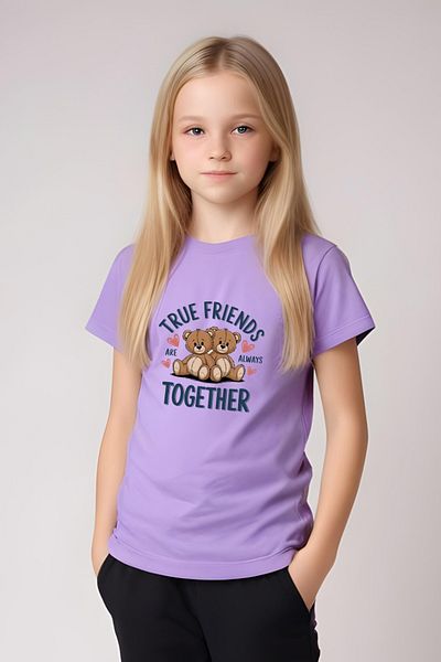 panios kids True Friends Printed Girl's T-Shirt and Sweatpants Set