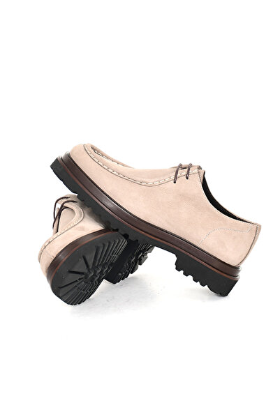 Tuna Genuine Nubuck Leather Modern Beige Loafer Men's Shoes Eva Sole - 3094