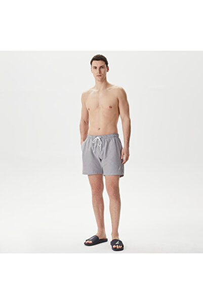 Nautica Erkek Lacivert Regular Fit Çizgili Deniz Şortu