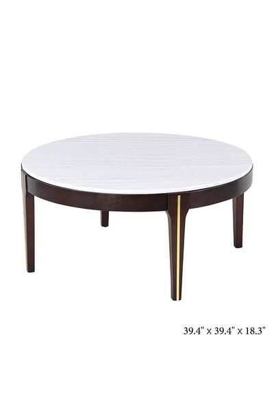 Danube Home Cody Coffee Table L100xw100xh47cm - White Marble/dark Oak