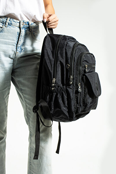 Çanta Trend حقيبة مدرسية متعددة الأقسام من ميجا بوي باللون الأسود للجنسين مع ...