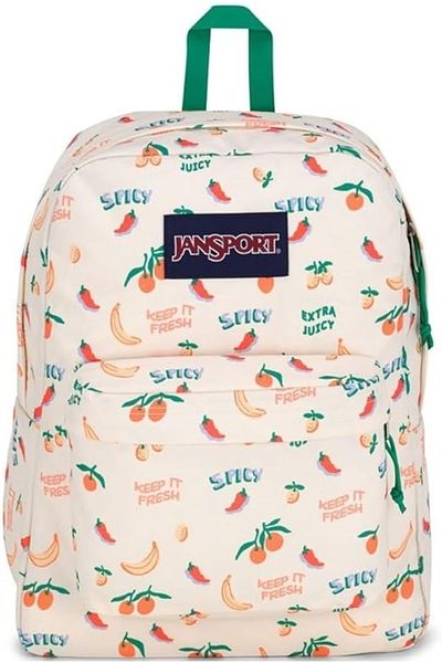 Jansport Σακίδιο πλάτης JanSport SuperBreak One Five a Day Cream με τυπωμένο ροζ χρώμα
