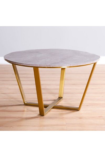 Danube Home Beaver Coffee Table  L80xW80xH45cm - Grey Marble / Brushed Gold