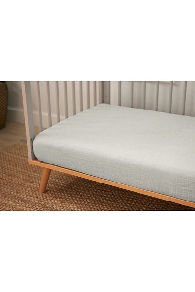 DEUX LAPINS 100% Cotton Elastic Muslin Baby Bed Sheet - Cotton Gray