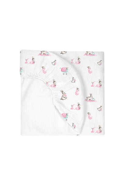 DEUX LAPINS 100% Cotton Elastic Muslin Baby Bed Sheet